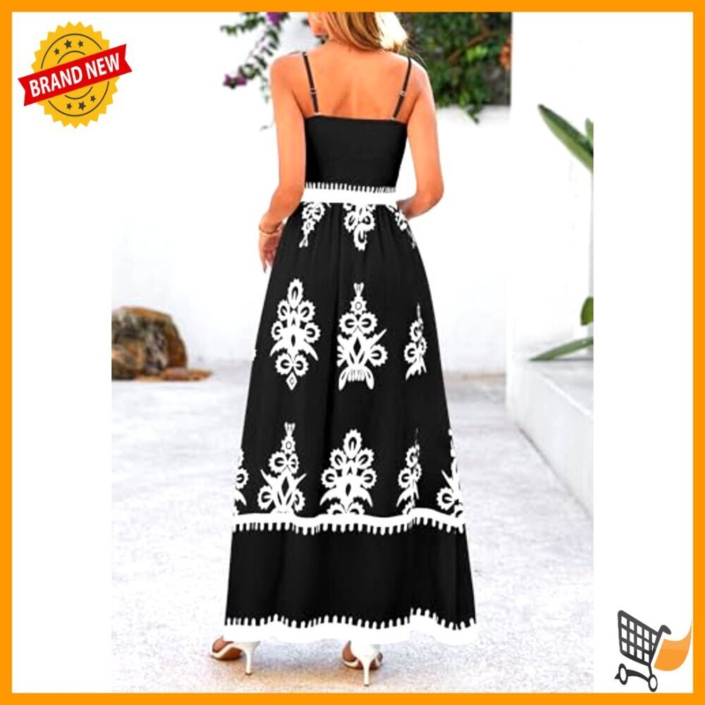 Floral Maxi Dress with Spaghetti Straps Smocked Bodice Pockets - Picture 2 of 7